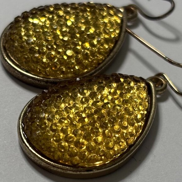 Jewelry - Gold Druzy Teardrop Dangle Earrings - Sparkle Statement Drop